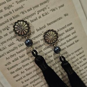 Vintage-Inspired Black and Silver Tassel Earrings